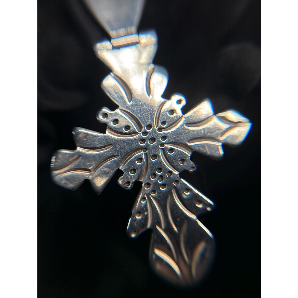 Taxco Heavy Sterling Silver Cross Pendant TM-11 Chunky Swivel Bail